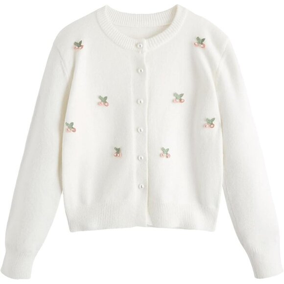 Sweaters - Women's Beaded Knit Cardigan Long Sleeve Button Down Fall Clothes
